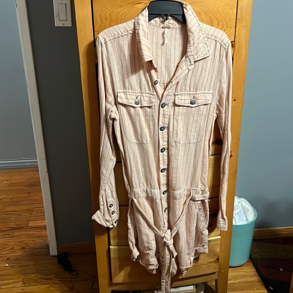 Free People Linen Romper with belt